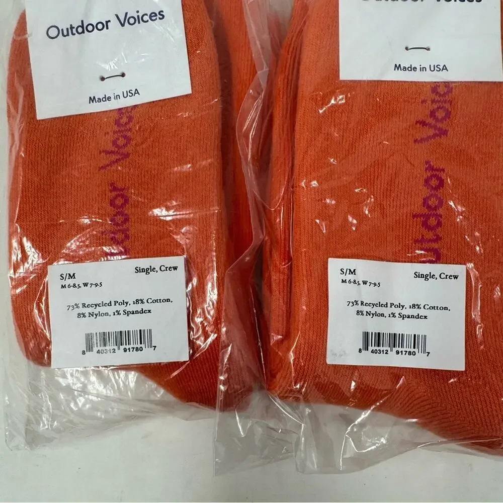 Outdoor Voices OV Comfort Crew Socks In Clementine Full‎ Cushion 7-9.5 or 6-8.5